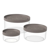 Biesse Plastic Round Food Storage and Preserving with Brown lid - Set of 3 Pcs different Sizes-Elmarket-homeappliances